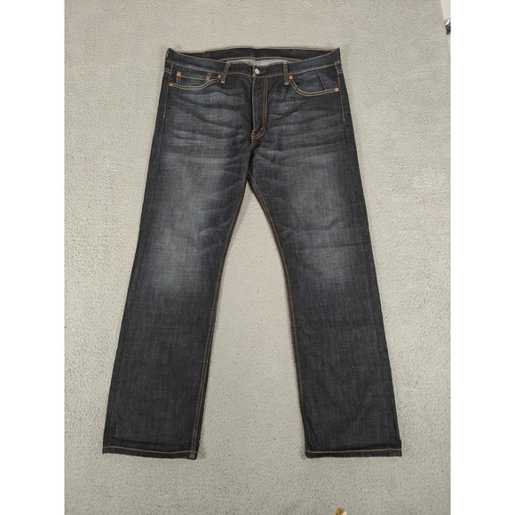 Levi's 513 Jeans Mens 38x30 Dark Wash Slim Straight Stretch Red Tab Zip Fly - Picture 1 of 15
